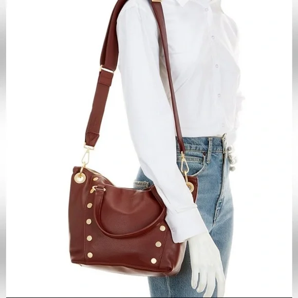 New HAMMITT Daniel Medium Pomodoro Leather Gold Studded SatchelBag MISSING STRAP - Picture 5 of 16